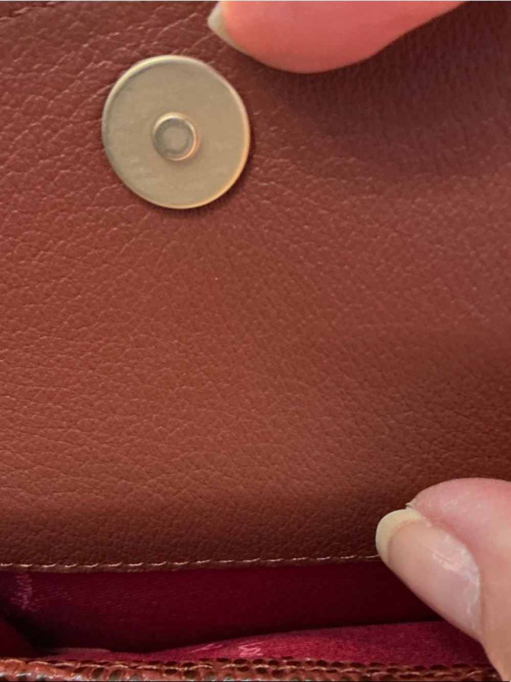 Hammitt Textured Brown Leather Snap Wallet with Gold Button - Picture 4 of 6